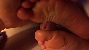 foot masturbate sleeping feet with pop-shot almost waking.