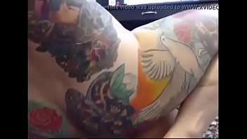 tattooed hefty butt phat ass milky girl railing.