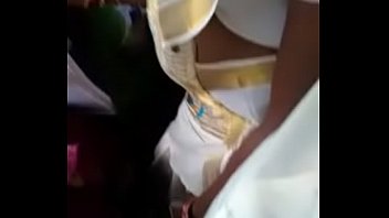 female displaying her stomach button in bus part 1