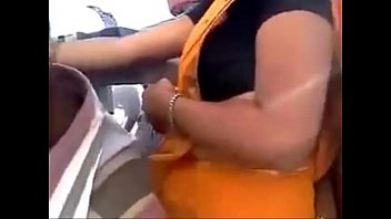 aunty pressed by public in fest romantic aunty.